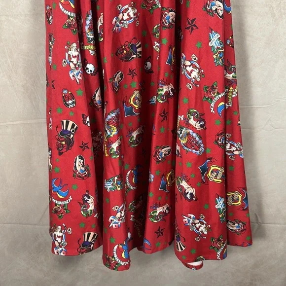 Hell Bunny Tattoo Halter Dress Small Retro Rockabilly Steampunk Pinup Coquette - Picture 5 of 13